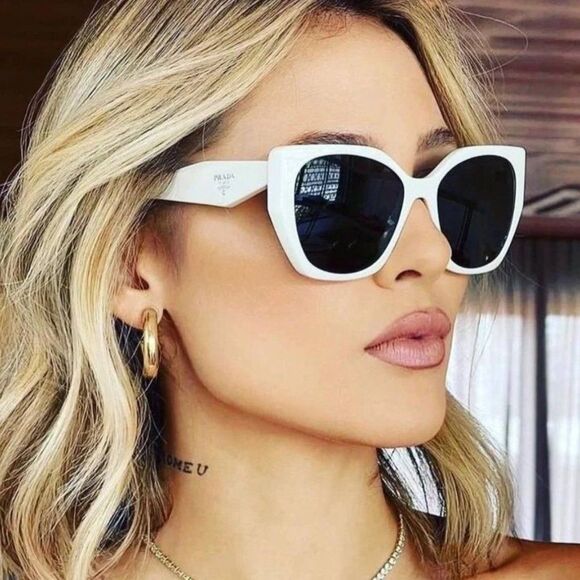 💯 NEW PRADA PR19ZS 1425S0 WHITE DARK GREY SUNGLASSES